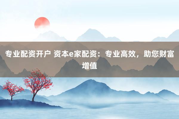 专业配资开户 资本e家配资：专业高效，助您财富增值