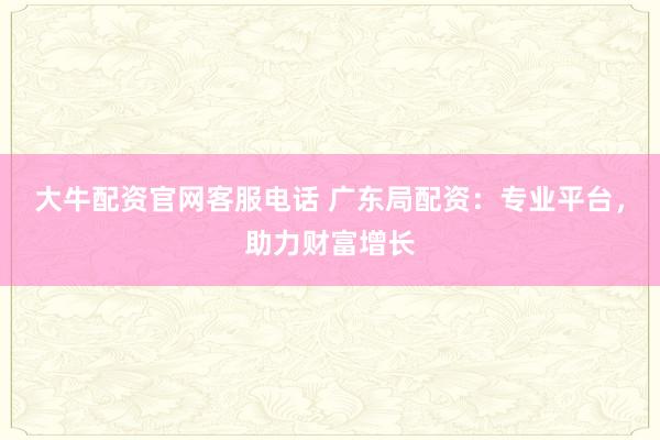 大牛配资官网客服电话 广东局配资：专业平台，助力财富增长