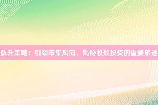 弘升策略：引颈市集风向，揭秘收效投资的重要旅途